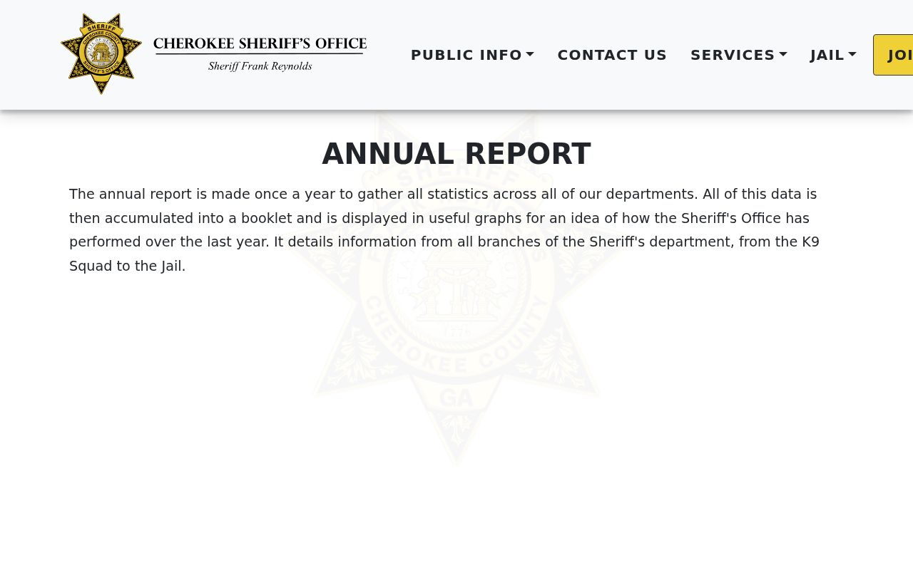 Cherokee County warrant records annual report archive