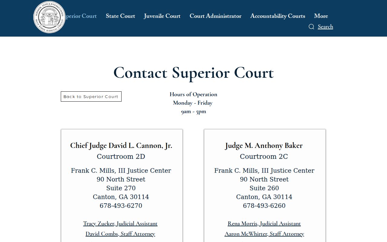 Cherokee County active warrant Superior Court contact