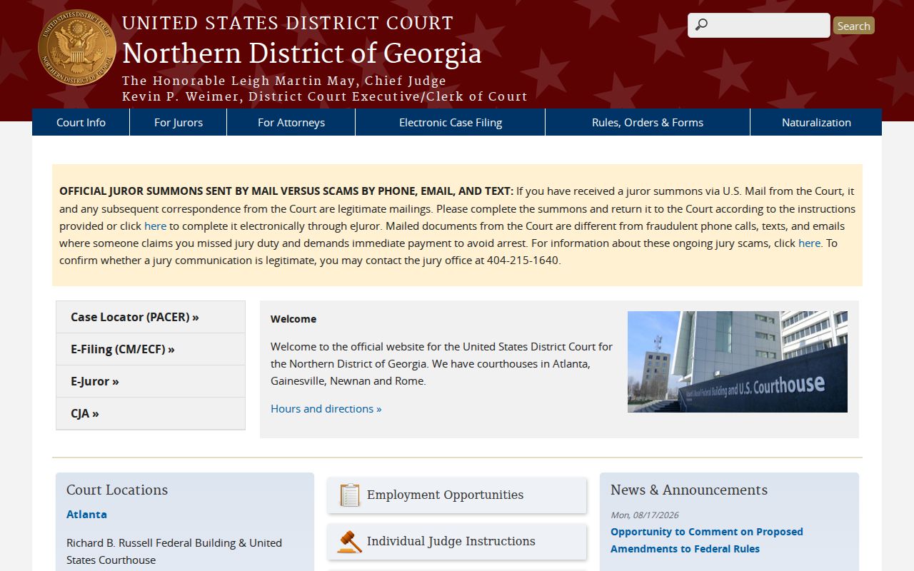Federal court context for Cherokee County most wanted records