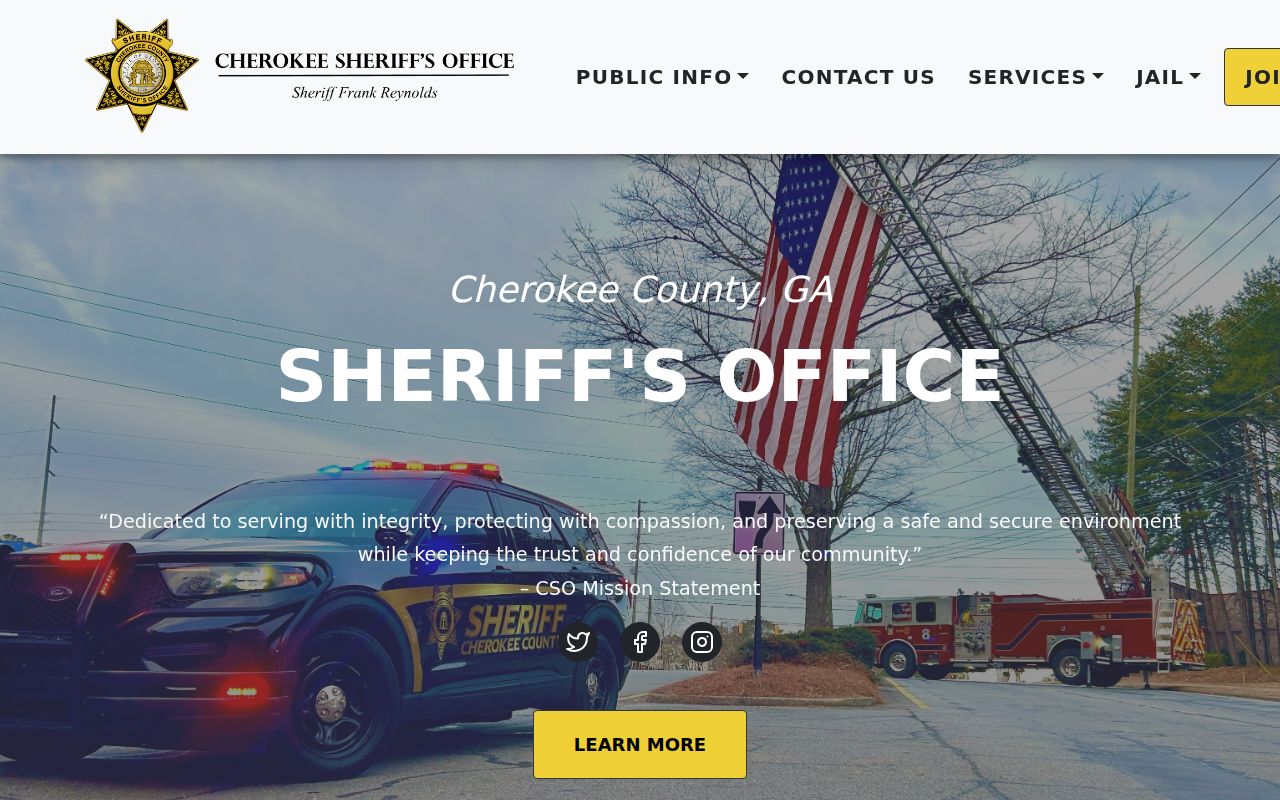 Cherokee County warrant records Sheriff homepage