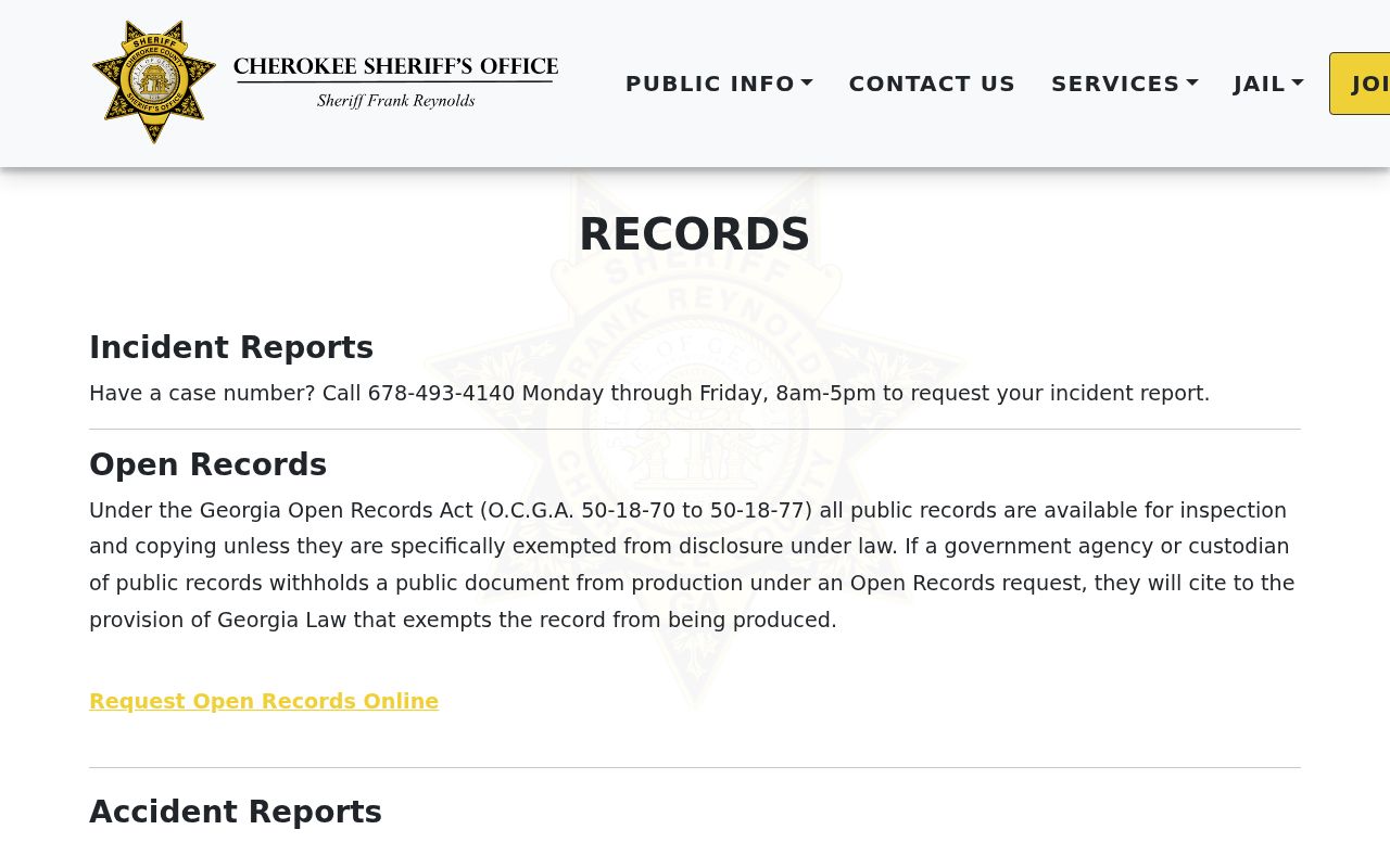 Cherokee County warrant records open records page